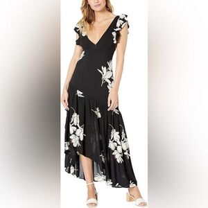 NWT Free People She's A Waterfall Black Floral Tiered Dress Size 0